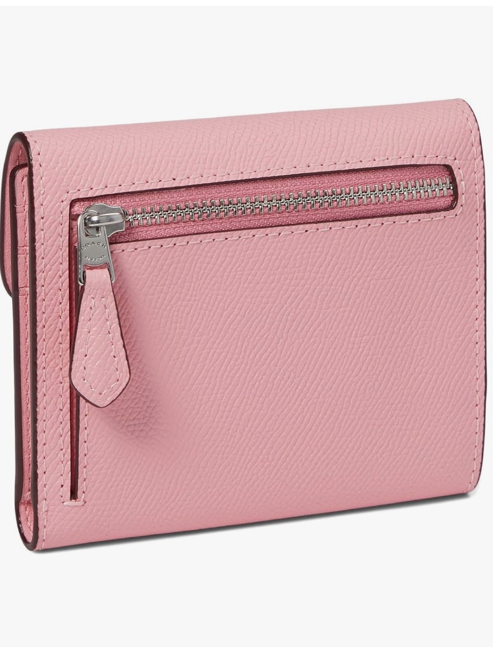 Coach Cross Wyn Grain Leather Small Wallet Flower Pink Silver Accents - Picture 4 of 16